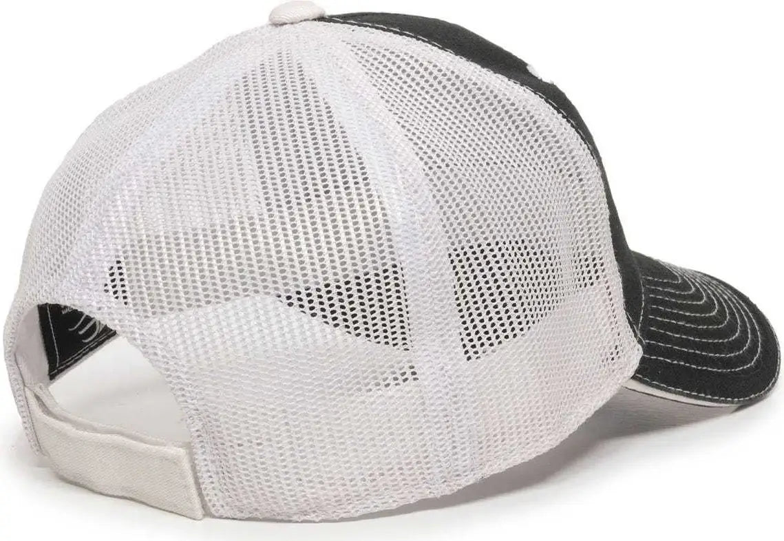 OC Sports GWT-101M Adjustable Mesh Back Cap - Black White - Black White / 6 7/8’’ - 7 1/2’’