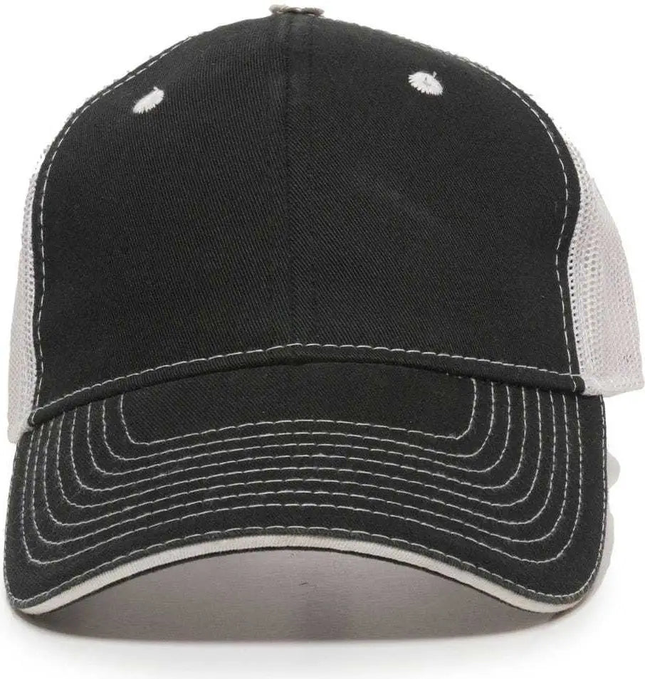 OC Sports GWT-101M Adjustable Mesh Back Cap - Black White - Black White / 6 7/8’’ - 7 1/2’’