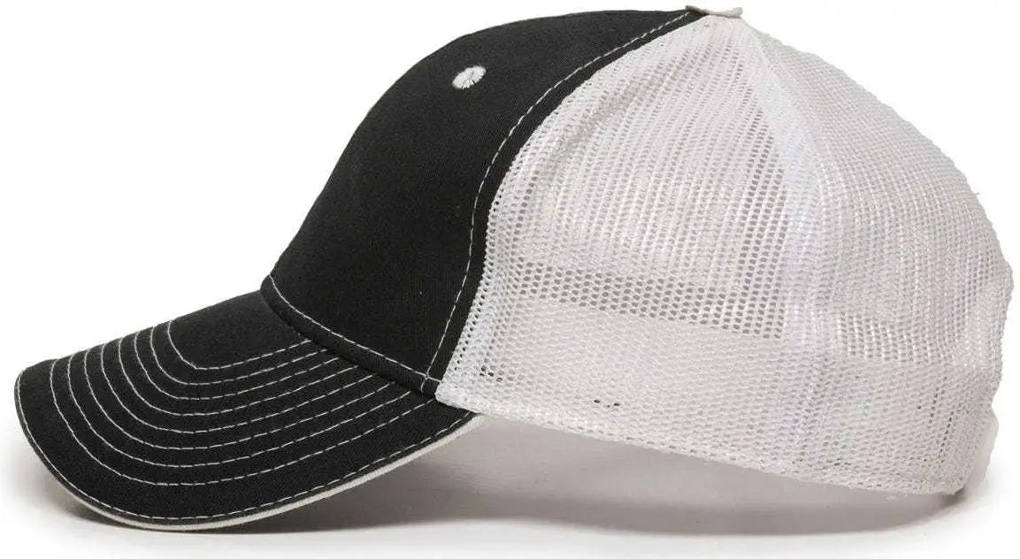 OC Sports GWT-101M Adjustable Mesh Back Cap - Black White - Black White / 6 7/8’’ - 7 1/2’’