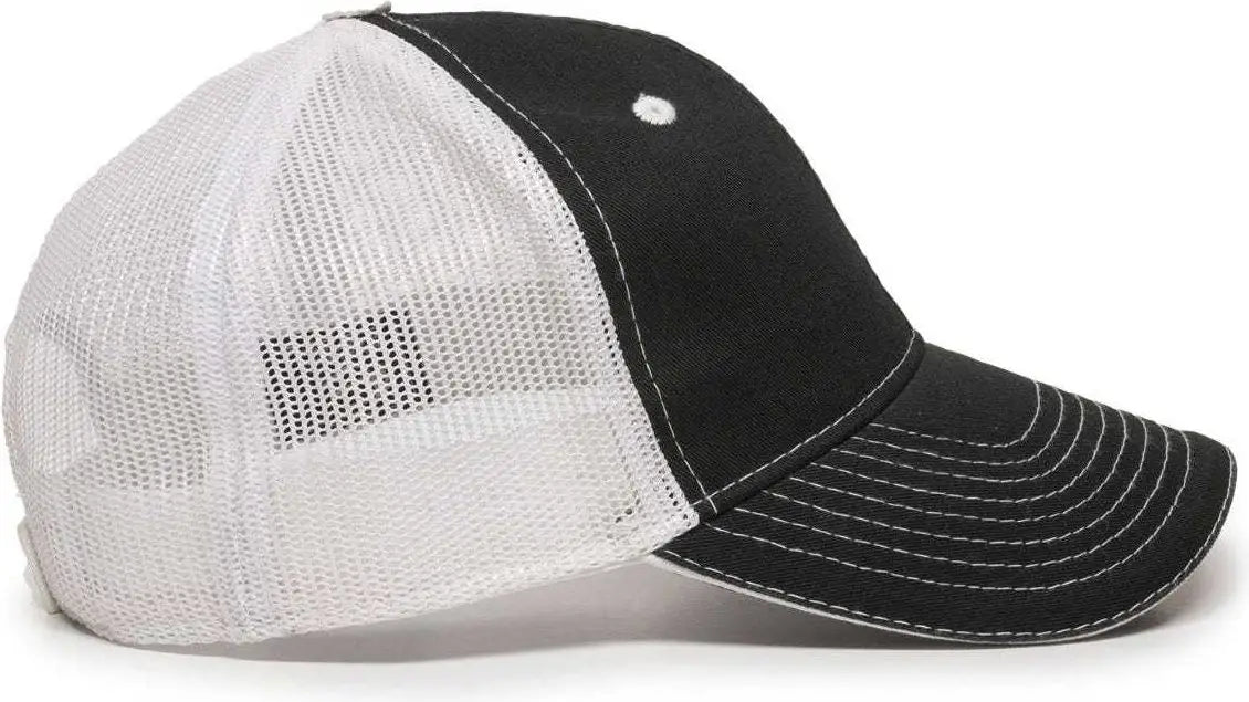 OC Sports GWT-101M Adjustable Mesh Back Cap - Black White - Black White / 6 7/8’’ - 7 1/2’’