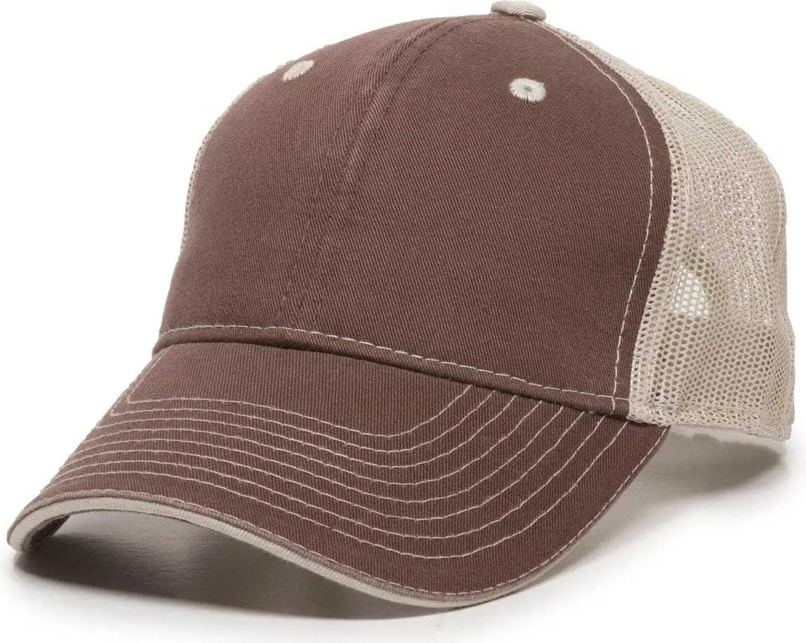 OC Sports GWT-101M Adjustable Mesh Back Cap - Brown Putty - Brown Sand / 6 7/8’’ - 7 1/2’’