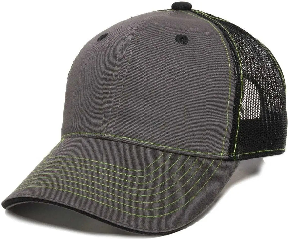 OC Sports GWT-101M Adjustable Mesh Back Cap - Charcoal Black - Dark Gray Black / 6 7/8’’ - 7 1/2’’