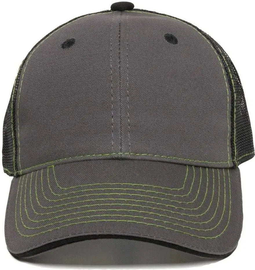OC Sports GWT-101M Adjustable Mesh Back Cap - Charcoal Black - Dark Gray Black / 6 7/8’’ - 7 1/2’’