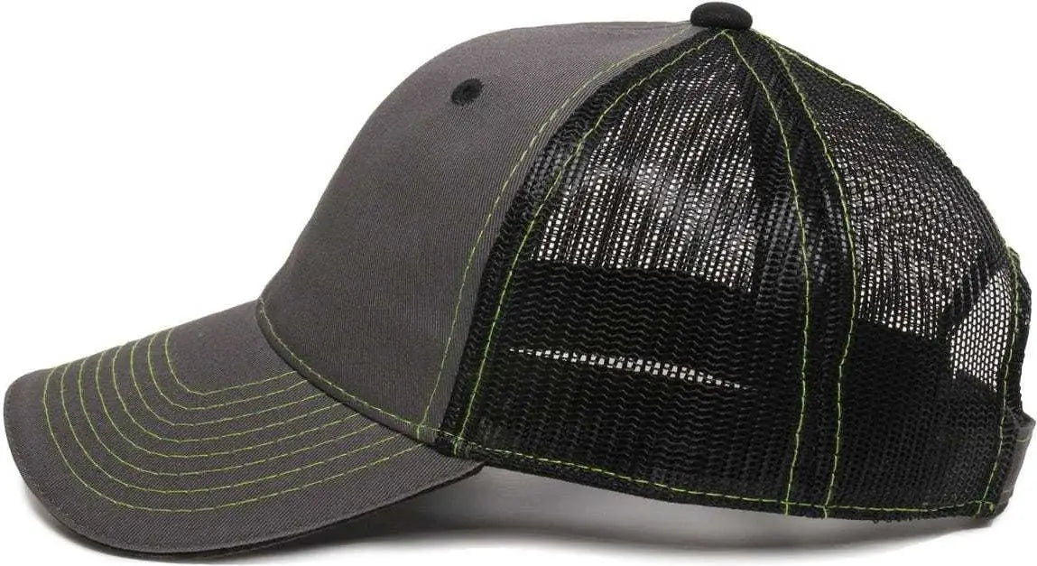 OC Sports GWT-101M Adjustable Mesh Back Cap - Charcoal Black - Dark Gray Black / 6 7/8’’ - 7 1/2’’