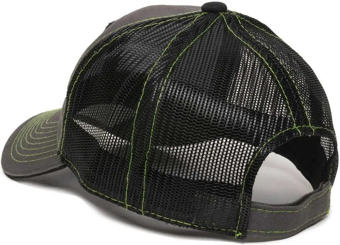 OC Sports GWT-101M Adjustable Mesh Back Cap - Charcoal Black - Dark Gray Black / 6 7/8’’ - 7 1/2’’