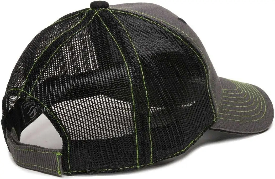 OC Sports GWT-101M Adjustable Mesh Back Cap - Charcoal Black - Dark Gray Black / 6 7/8’’ - 7 1/2’’