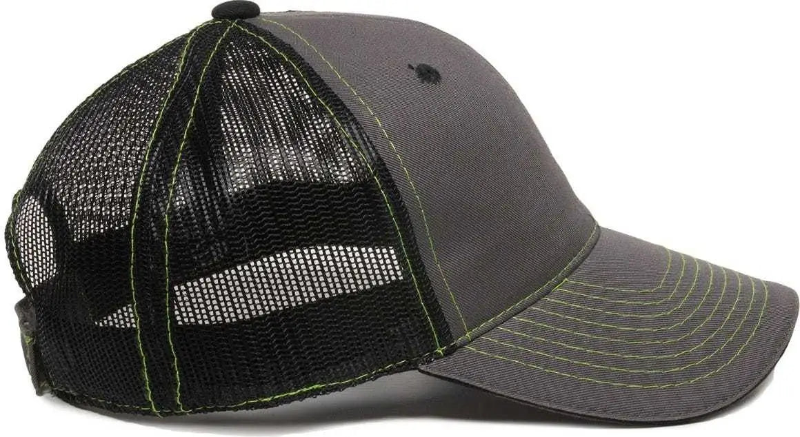 OC Sports GWT-101M Adjustable Mesh Back Cap - Charcoal Black - Dark Gray Black / 6 7/8’’ - 7 1/2’’