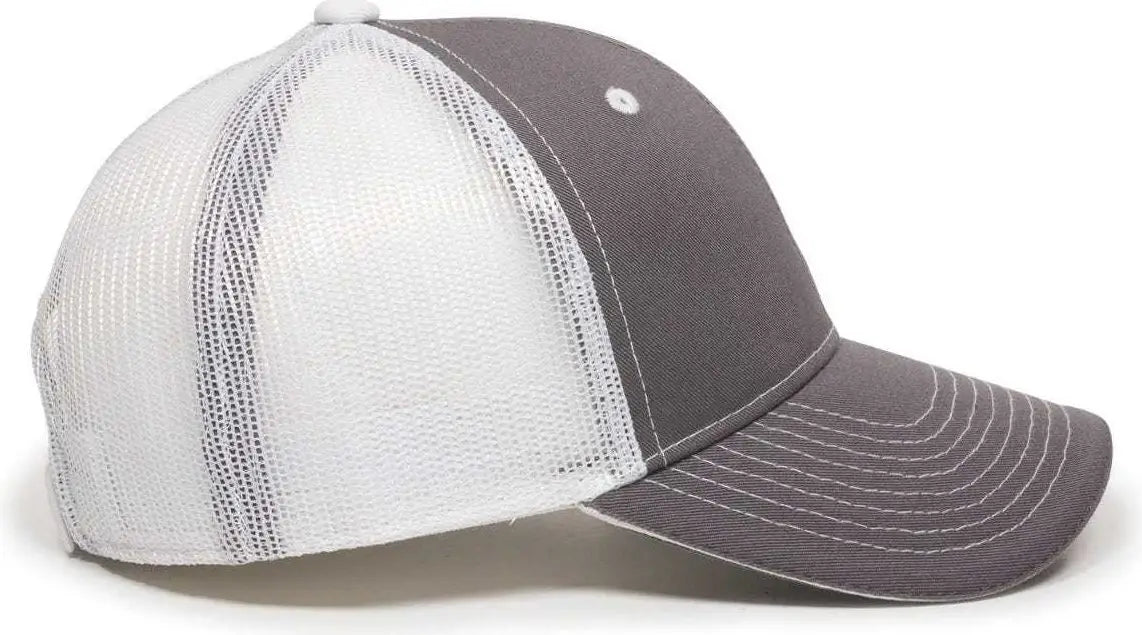 OC Sports GWT-101M Adjustable Mesh Back Cap - Charcoal White - Dark Gray White / 6 7/8’’ - 7 1/2’’