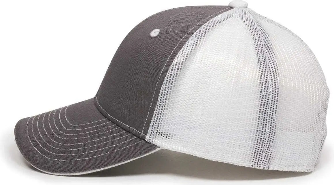 OC Sports GWT-101M Adjustable Mesh Back Cap - Charcoal White - Dark Gray White / 6 7/8’’ - 7 1/2’’