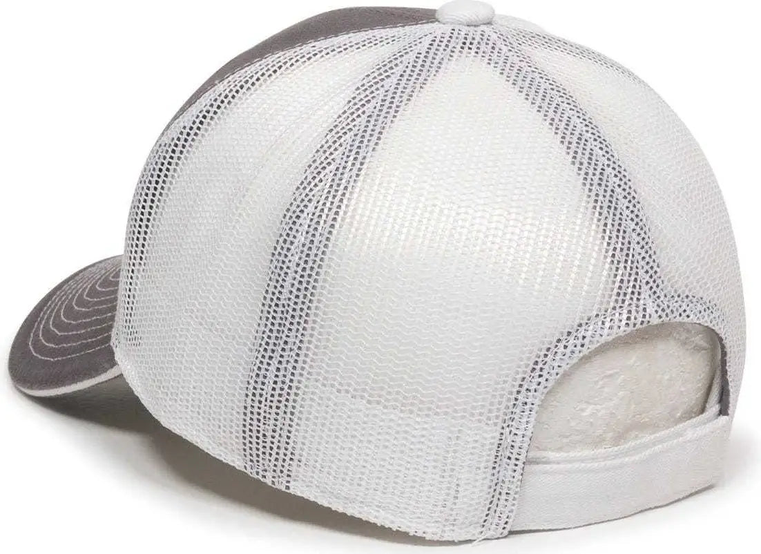 OC Sports GWT-101M Adjustable Mesh Back Cap - Charcoal White - Dark Gray White / 6 7/8’’ - 7 1/2’’
