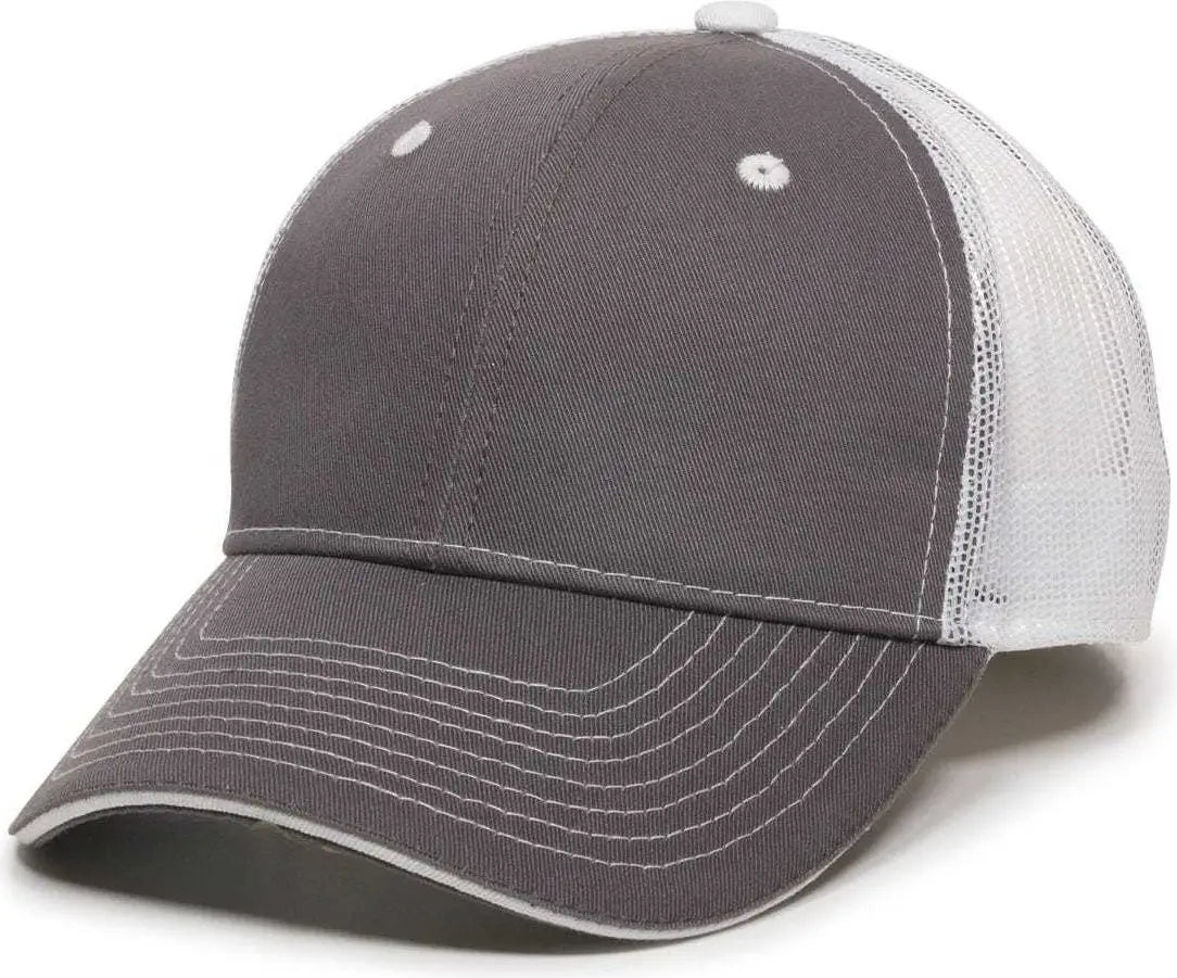OC Sports GWT-101M Adjustable Mesh Back Cap - Charcoal White - Dark Gray White / 6 7/8’’ - 7 1/2’’