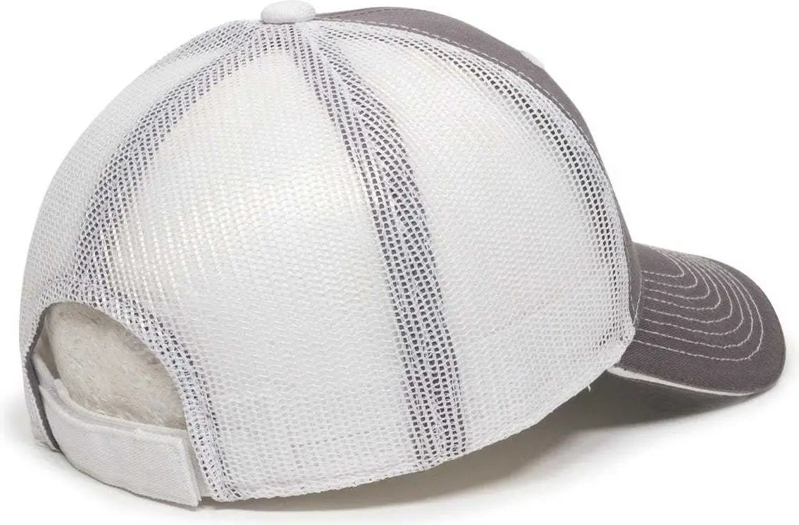 OC Sports GWT-101M Adjustable Mesh Back Cap - Charcoal White - Dark Gray White / 6 7/8’’ - 7 1/2’’