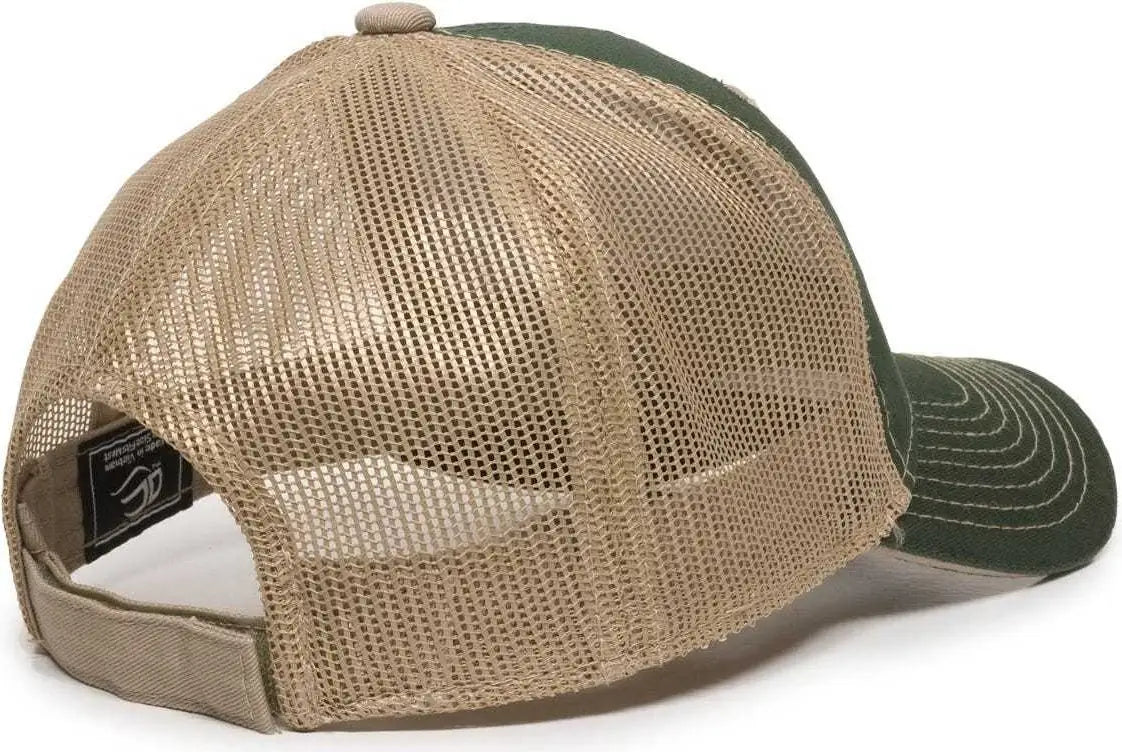 OC Sports GWT-101M Adjustable Mesh Back Cap - Dark Green Khaki - Forest Khaki / 6 7/8’’ - 7 1/2’’