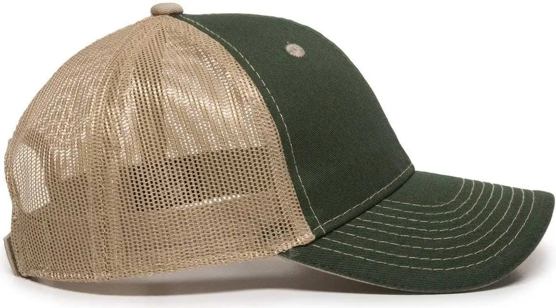 OC Sports GWT-101M Adjustable Mesh Back Cap - Dark Green Khaki - Forest Khaki / 6 7/8’’ - 7 1/2’’