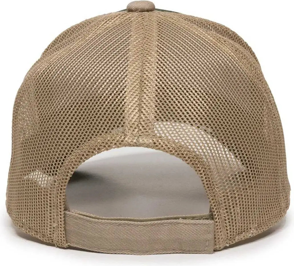 OC Sports GWT-101M Adjustable Mesh Back Cap - Dark Green Khaki - Forest Khaki / 6 7/8’’ - 7 1/2’’