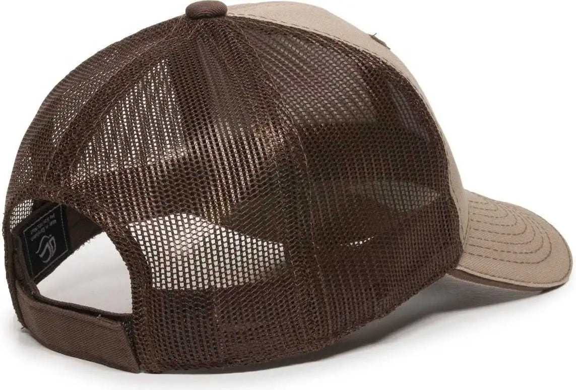 OC Sports GWT-101M Adjustable Mesh Back Cap - Khaki Dark Brown - Khaki Brown / 6 7/8’’ - 7 1/2’’