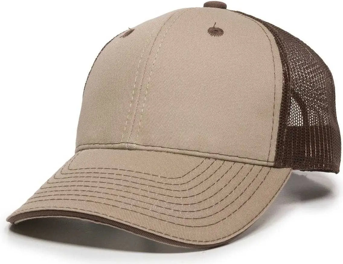 OC Sports GWT-101M Adjustable Mesh Back Cap - Khaki Dark Brown - Khaki Brown / 6 7/8’’ - 7 1/2’’