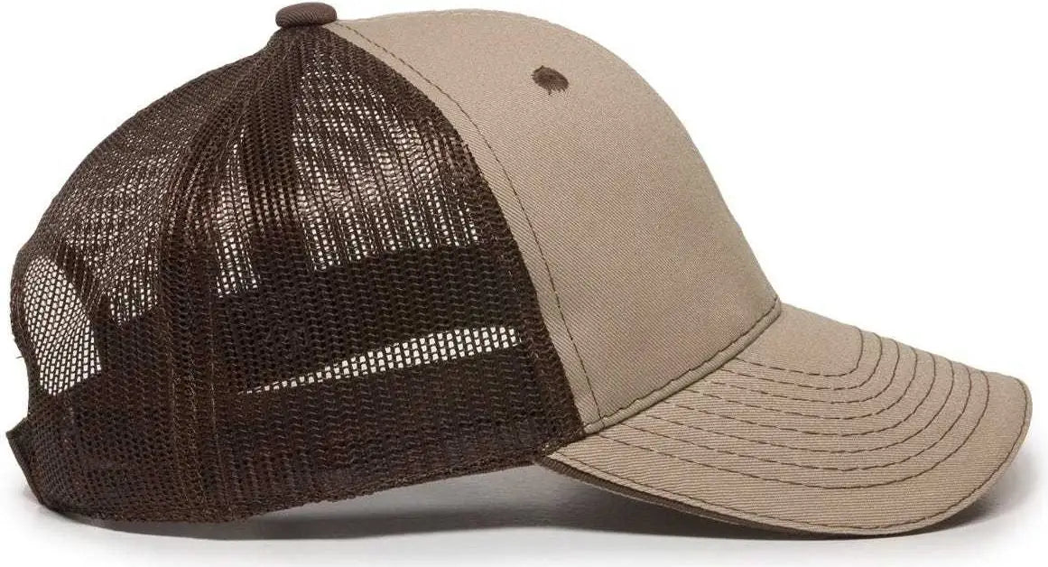 OC Sports GWT-101M Adjustable Mesh Back Cap - Khaki Dark Brown - Khaki Brown / 6 7/8’’ - 7 1/2’’