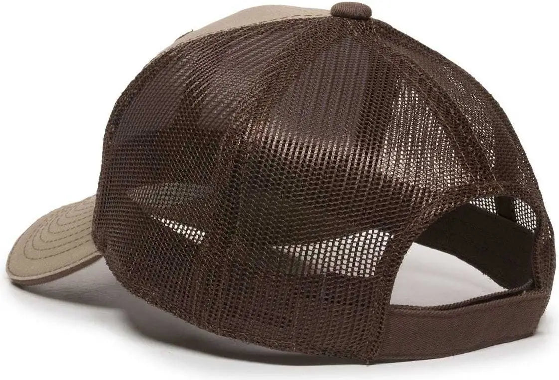 OC Sports GWT-101M Adjustable Mesh Back Cap - Khaki Dark Brown - Khaki Brown / 6 7/8’’ - 7 1/2’’