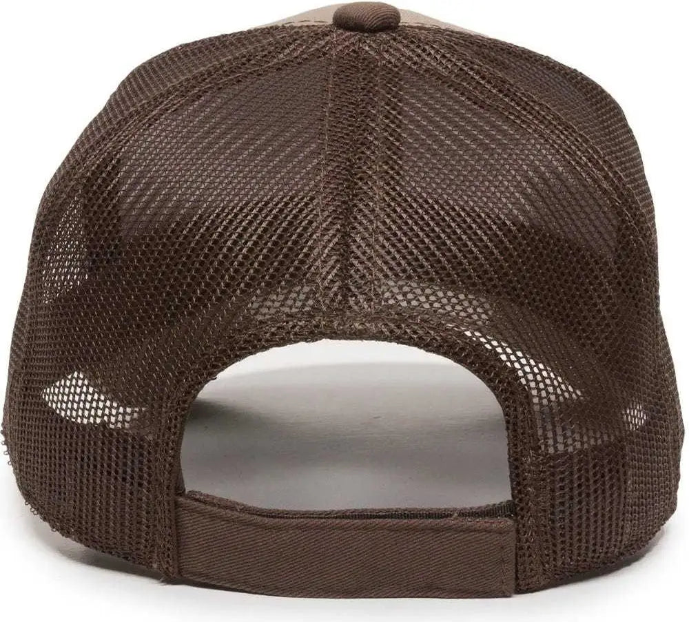 OC Sports GWT-101M Adjustable Mesh Back Cap - Khaki Dark Brown - Khaki Brown / 6 7/8’’ - 7 1/2’’