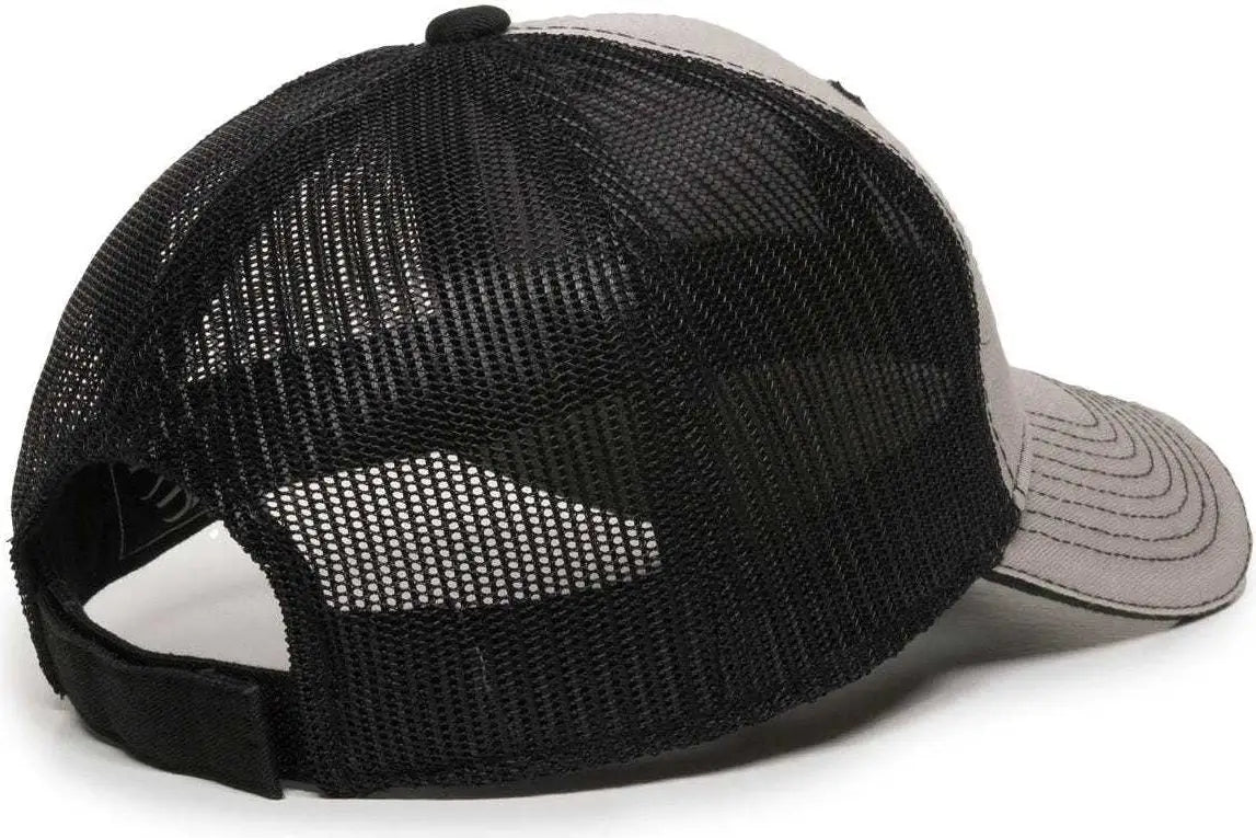 OC Sports GWT-101M Adjustable Mesh Back Cap - Light Grey Black - Light Gray Black / 6 7/8’’ - 7 1/2’’