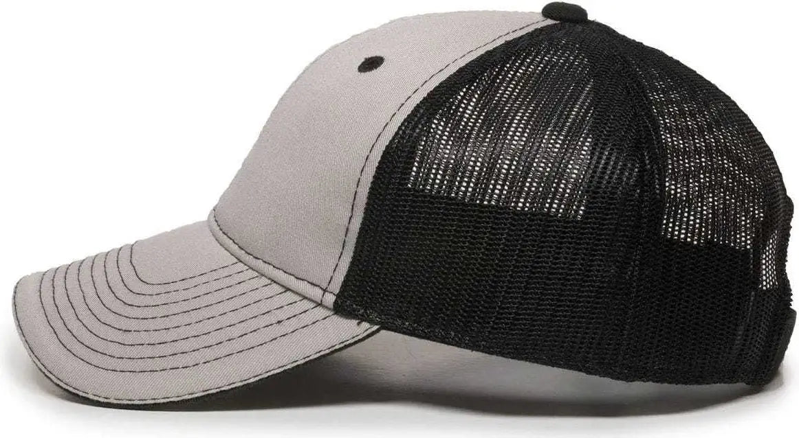 OC Sports GWT-101M Adjustable Mesh Back Cap - Light Grey Black - Light Gray Black / 6 7/8’’ - 7 1/2’’
