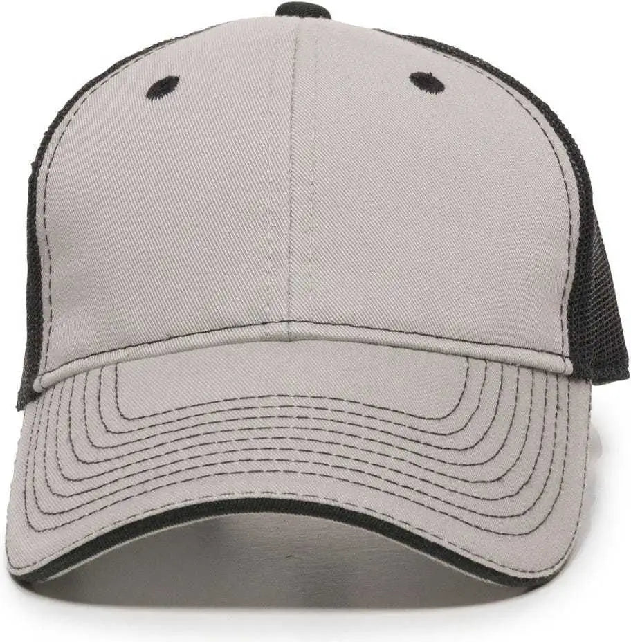 OC Sports GWT-101M Adjustable Mesh Back Cap - Light Grey Black - Light Gray Black / 6 7/8’’ - 7 1/2’’