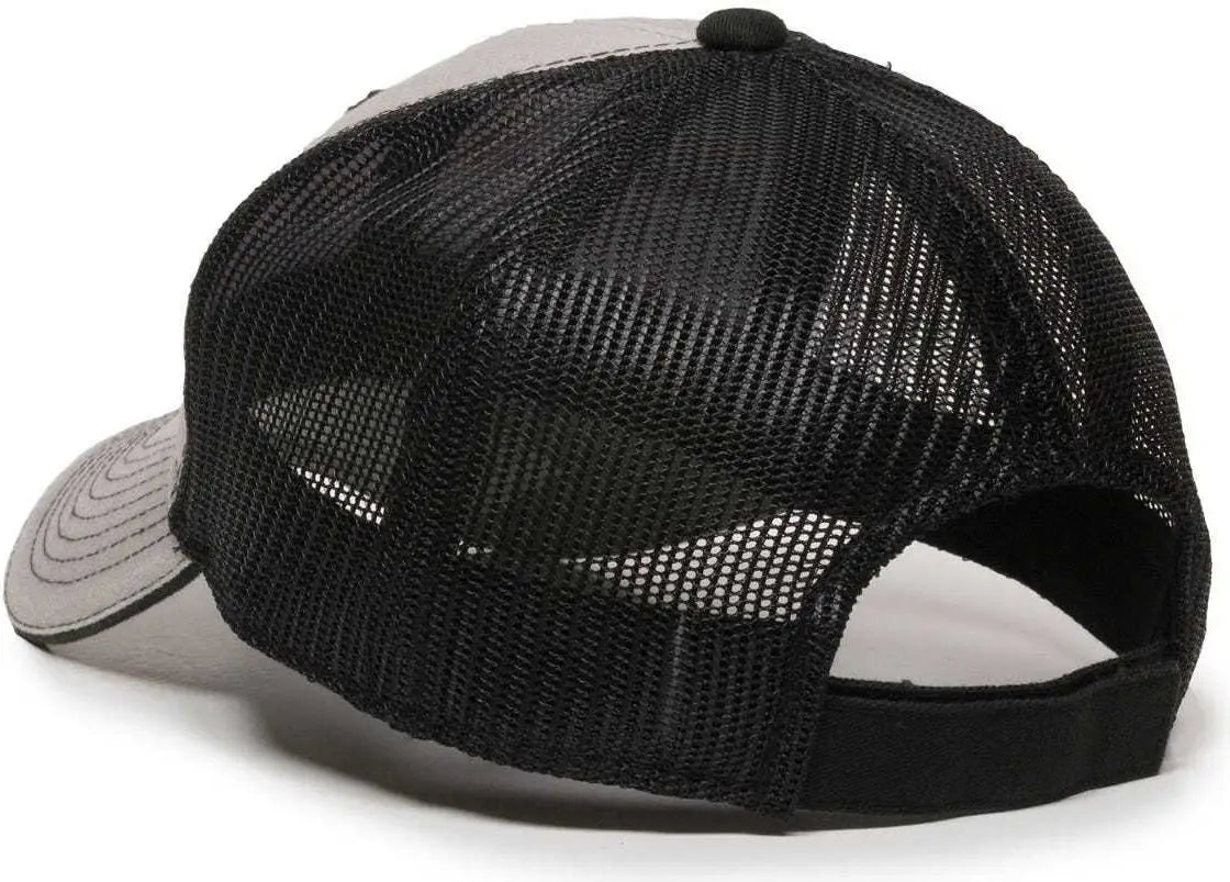 OC Sports GWT-101M Adjustable Mesh Back Cap - Light Grey Black - Light Gray Black / 6 7/8’’ - 7 1/2’’