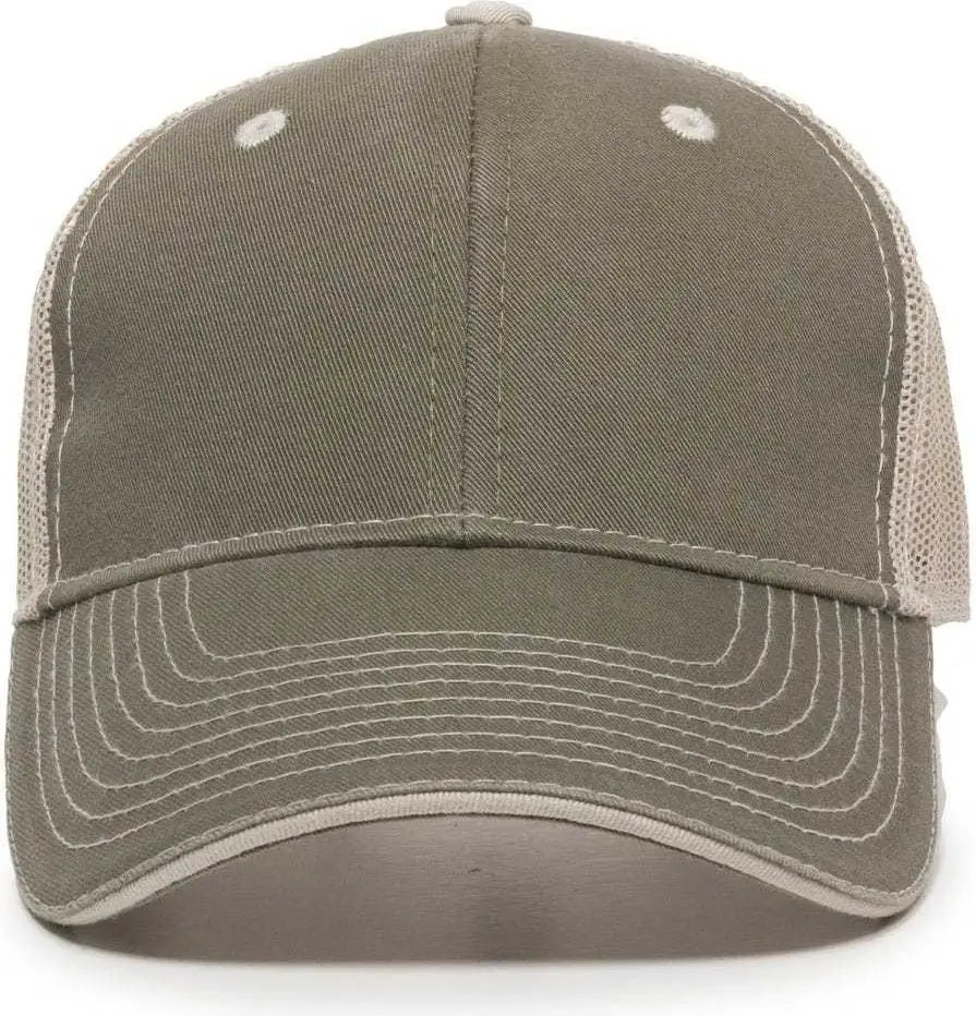 OC Sports GWT-101M Adjustable Mesh Back Cap - Olive Putty - Olive Sand / 6 7/8’’ - 7 1/2’’