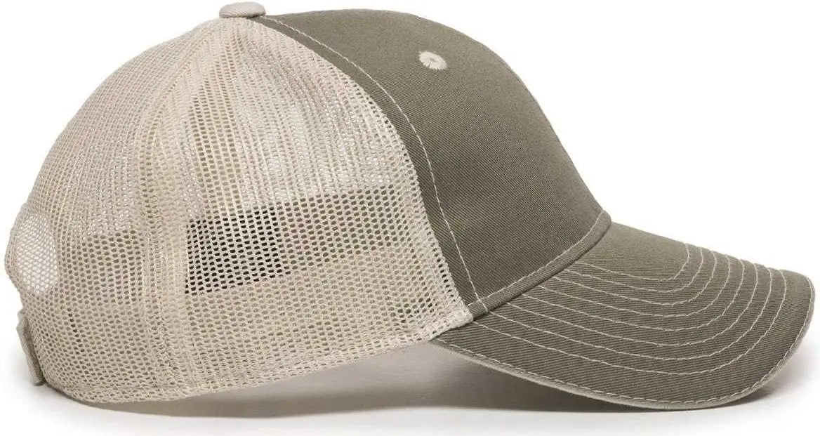 OC Sports GWT-101M Adjustable Mesh Back Cap - Olive Putty - Olive Sand / 6 7/8’’ - 7 1/2’’
