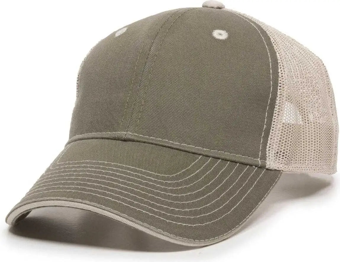 OC Sports GWT-101M Adjustable Mesh Back Cap - Olive Putty - Olive Sand / 6 7/8’’ - 7 1/2’’