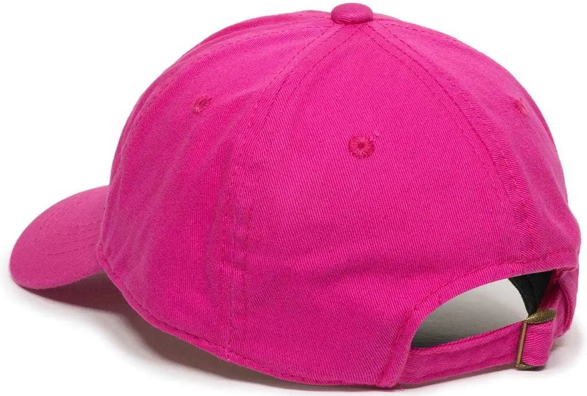 OC Sports GWT-111 Adjustable Strap Garment Wash Cotton Cap - Fuchsia - Fuchsia / 6 7/8’’ - 7 1/2’’