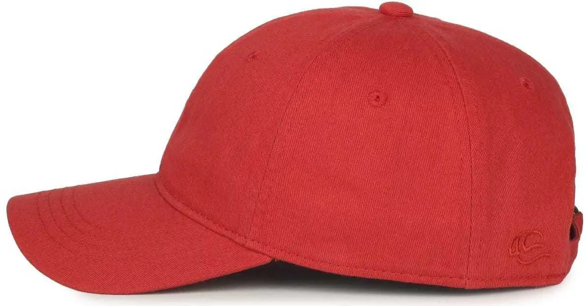 OC Sports GWT-111 Adjustable Strap Garment Wash Cotton Cap - Nantucket - Cardinal / 6 7/8’’ - 7 1/2’’