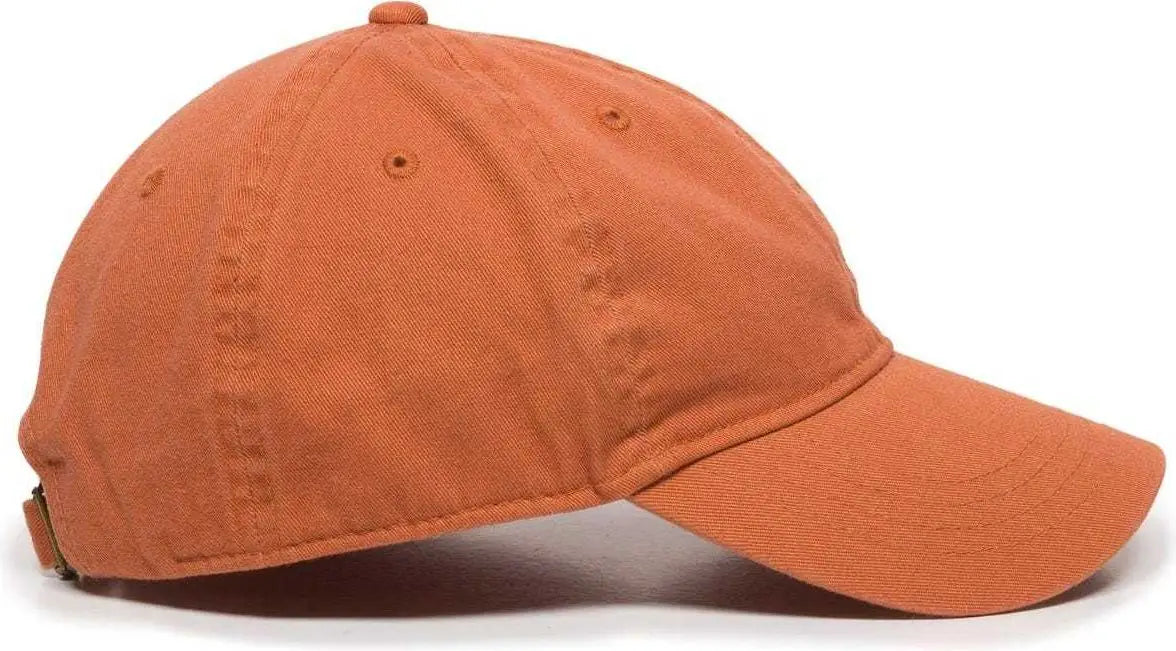 OC Sports GWT-111 Adjustable Strap Garment Wash Cotton Cap - Pumpkin - Burnt Orange / 6 7/8’’ - 7 1/2’’