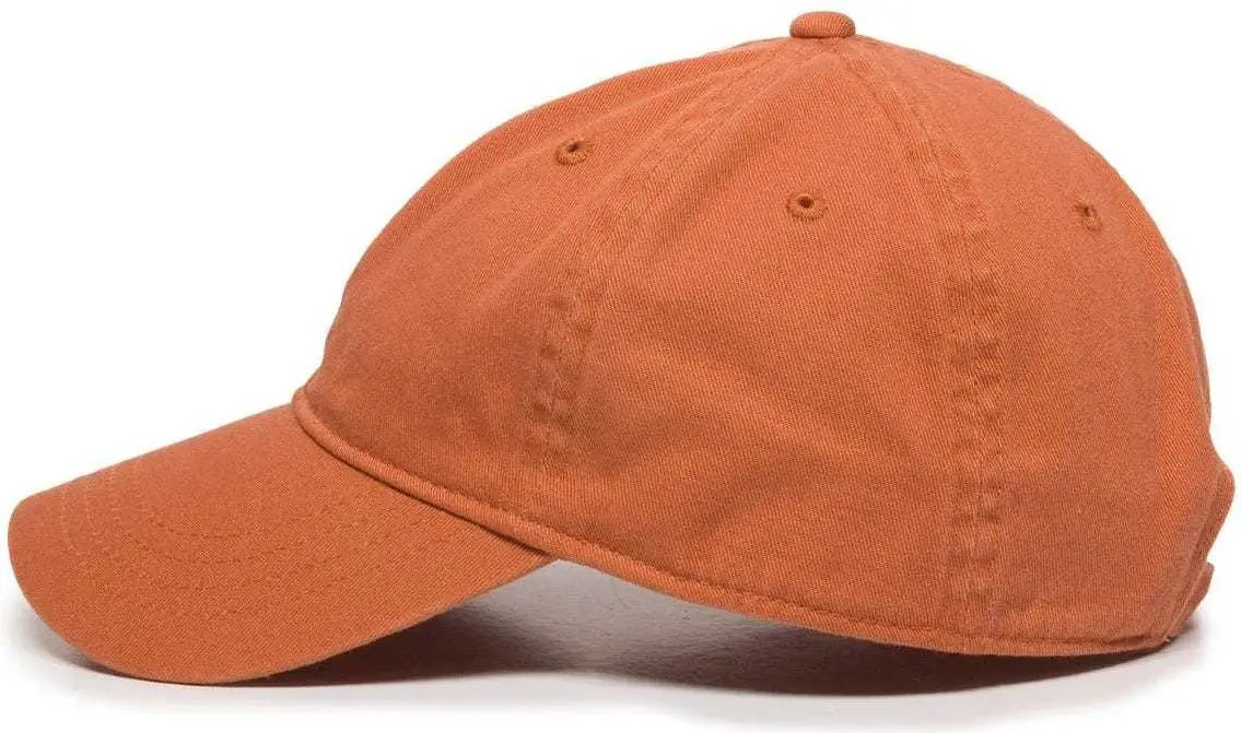 OC Sports GWT-111 Adjustable Strap Garment Wash Cotton Cap - Pumpkin - Burnt Orange / 6 7/8’’ - 7 1/2’’