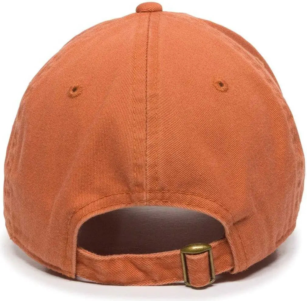 OC Sports GWT-111 Adjustable Strap Garment Wash Cotton Cap - Pumpkin - Burnt Orange / 6 7/8’’ - 7 1/2’’