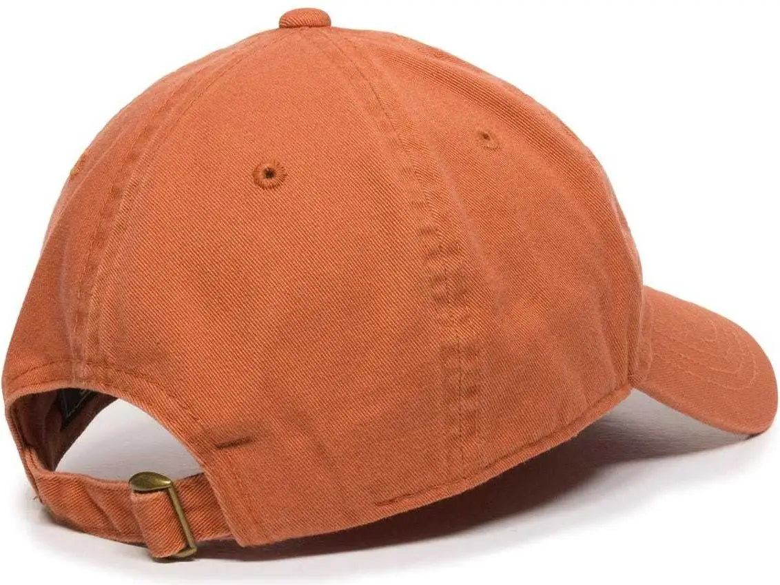 OC Sports GWT-111 Adjustable Strap Garment Wash Cotton Cap - Pumpkin - Burnt Orange / 6 7/8’’ - 7 1/2’’