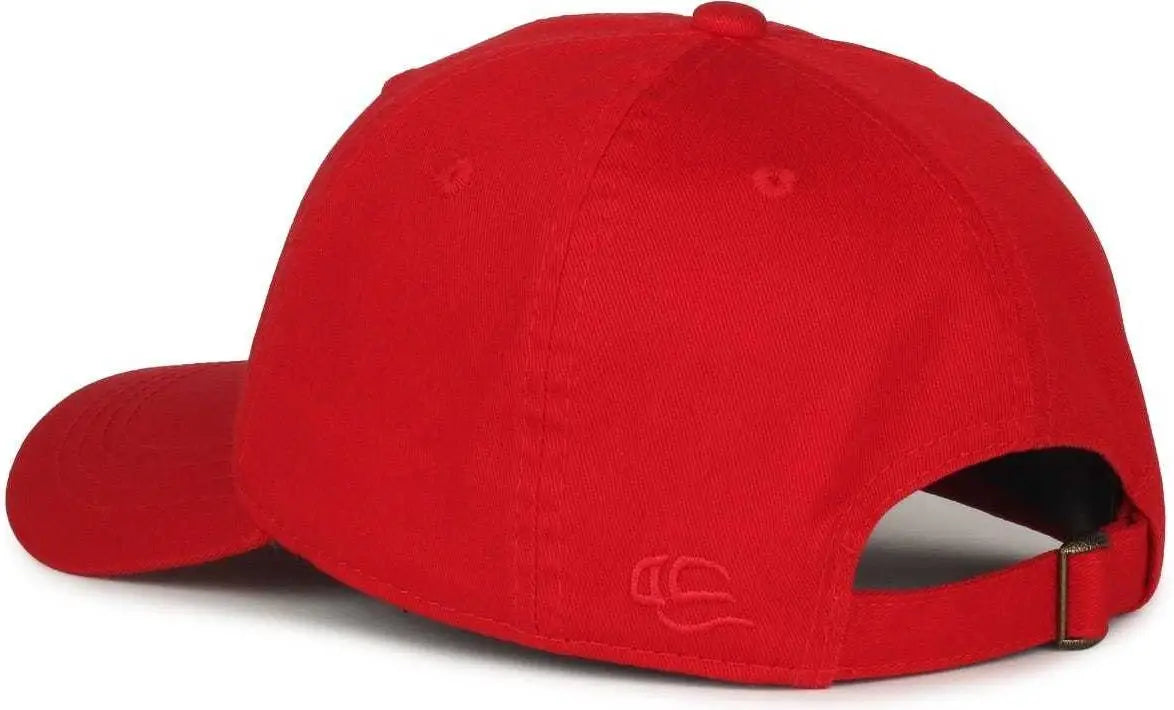 OC Sports GWT-111 Adjustable Strap Garment Wash Cotton Cap - Red