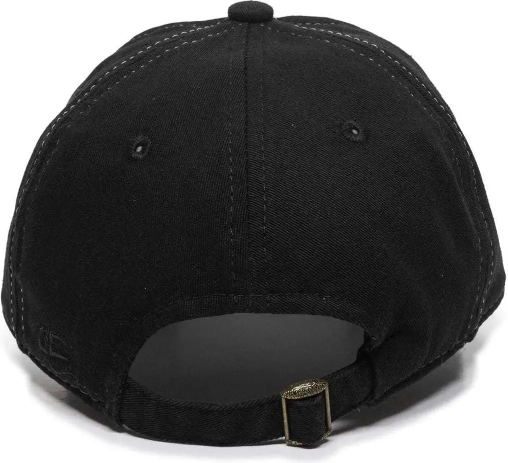 OC Sports GWT-111 Adjustable Strap Garment Wash Cotton Cap - White Black - White Black / 6 7/8’’ - 7 1/2’’