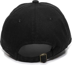 OC Sports GWT-111 Adjustable Strap Garment Wash Cotton Cap - White Black - White Black / 6 7/8’’ - 7 1/2’’