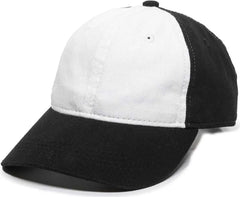 OC Sports GWT-111 Adjustable Strap Garment Wash Cotton Cap - White Black - White Black / 6 7/8’’ - 7 1/2’’