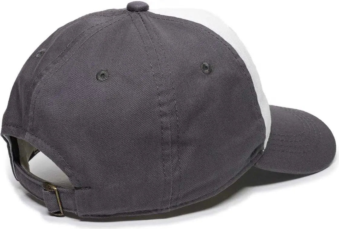 OC Sports GWT-111 Adjustable Strap Garment Wash Cotton Cap - White Charcoal Charcoal - White Dark Gray / 6 7/8’’ - 7