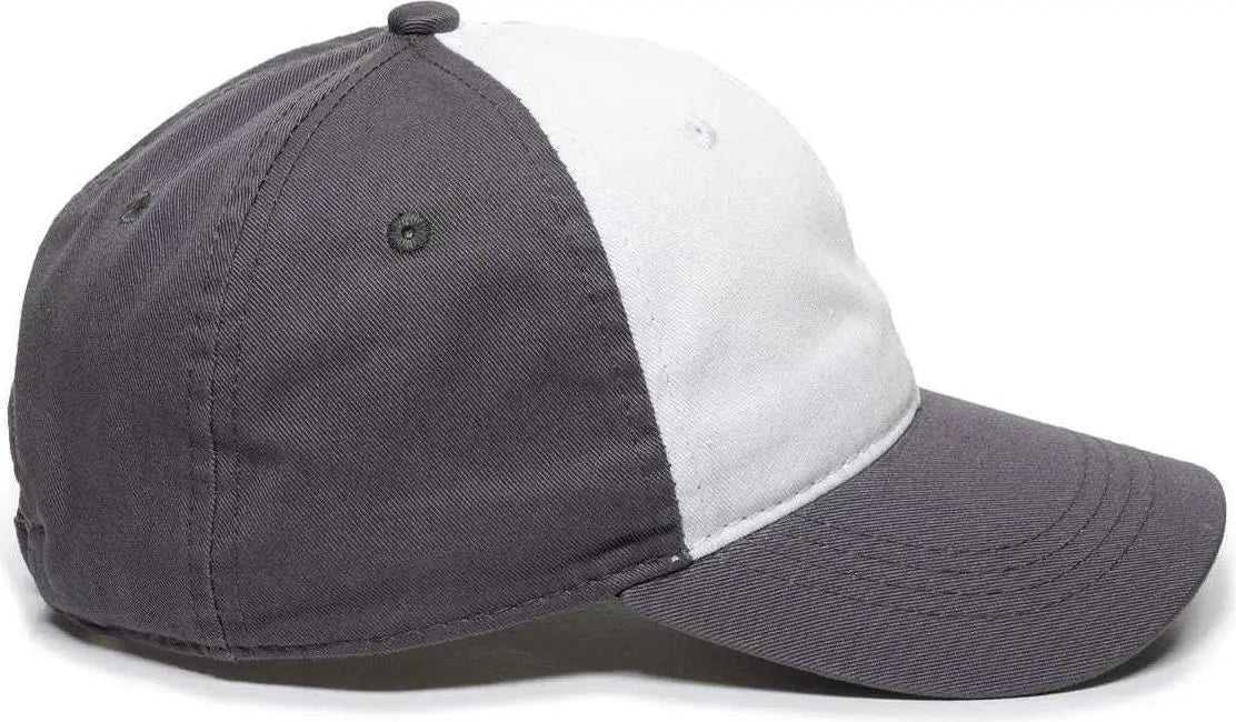 OC Sports GWT-111 Adjustable Strap Garment Wash Cotton Cap - White Charcoal Charcoal - White Dark Gray / 6 7/8’’ - 7