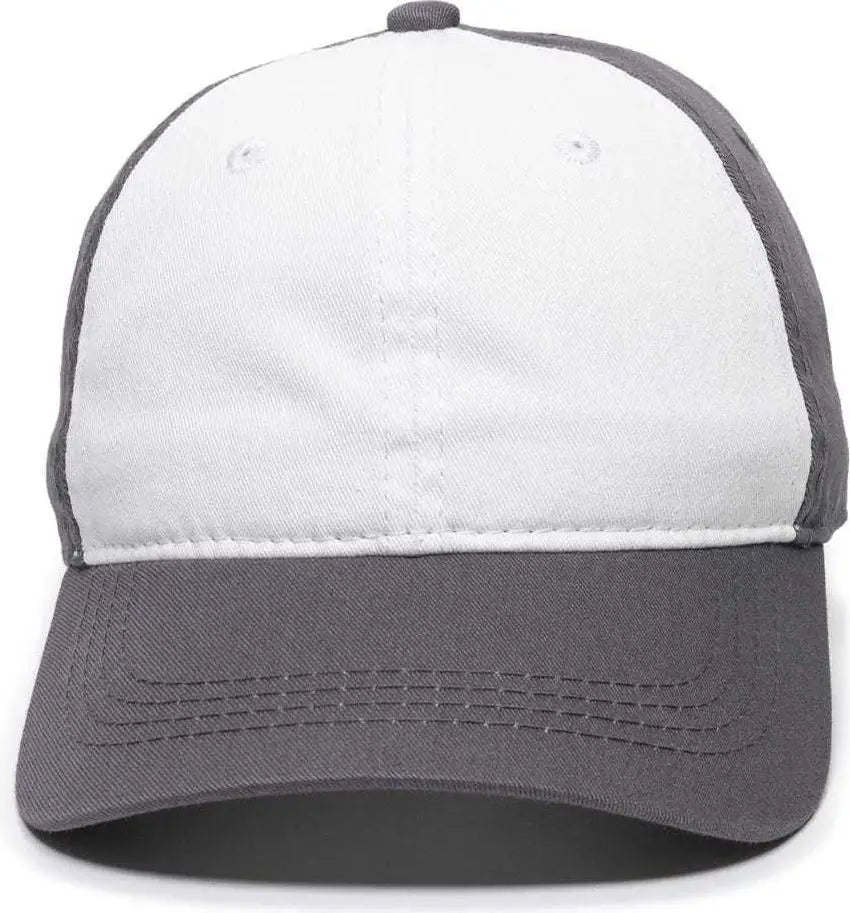 OC Sports GWT-111 Adjustable Strap Garment Wash Cotton Cap - White Charcoal Charcoal - White Dark Gray / 6 7/8’’ - 7