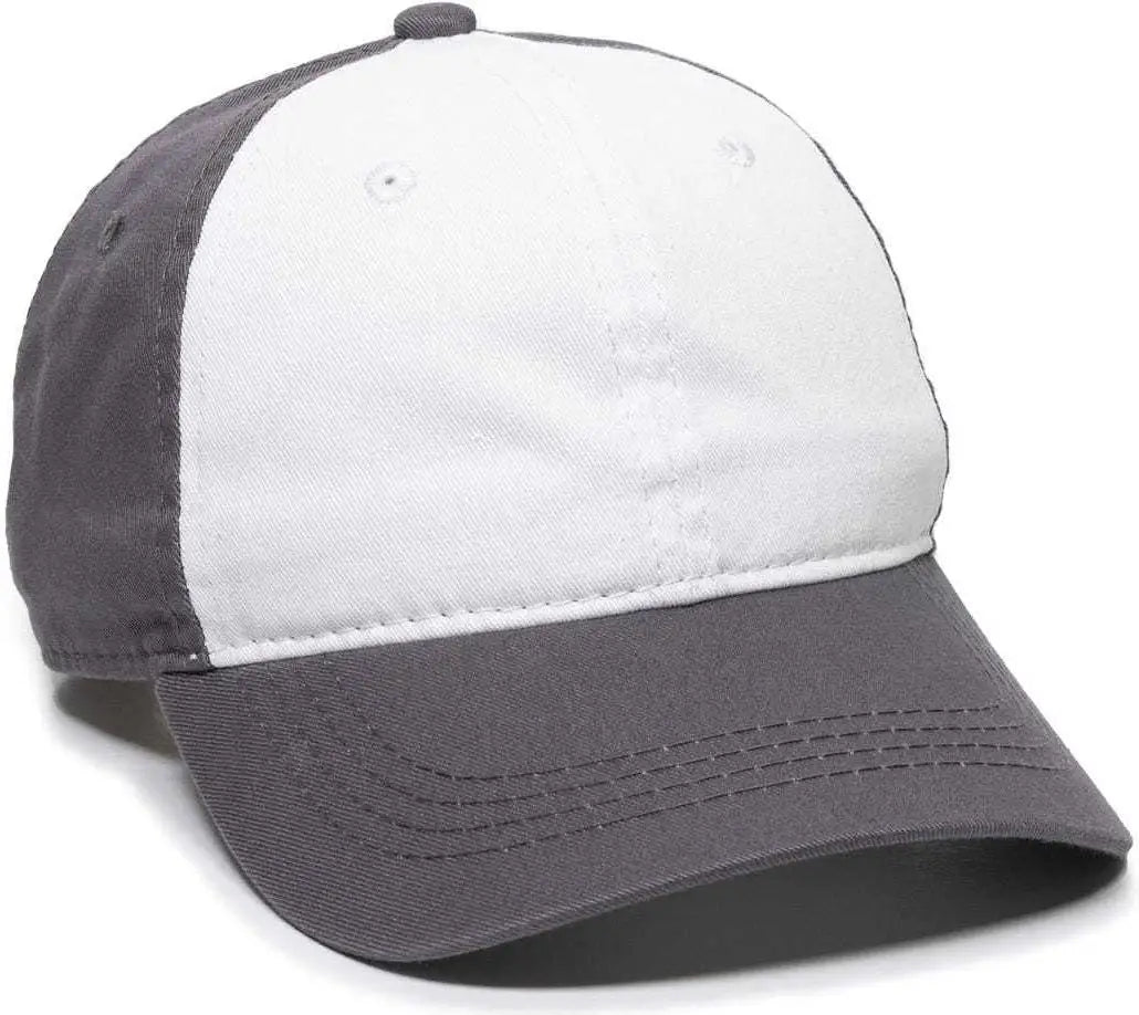 OC Sports GWT-111 Adjustable Strap Garment Wash Cotton Cap - White Charcoal Charcoal - White Dark Gray / 6 7/8’’ - 7