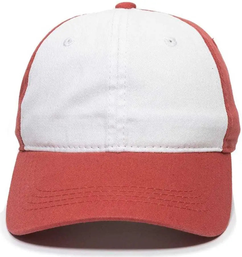 OC Sports GWT-111 Adjustable Strap Garment Wash Cotton Cap - White Nantucket Red Nantucket Red - White Red / 6 7/8’’