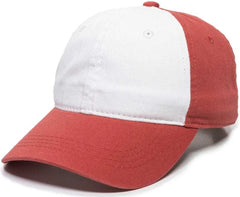 OC Sports GWT-111 Adjustable Strap Garment Wash Cotton Cap - White Nantucket Red Nantucket Red - White Red / 6 7/8’’