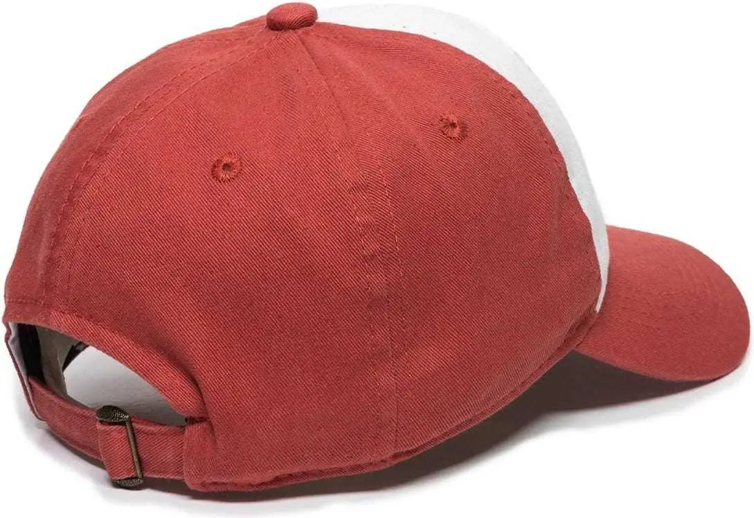 OC Sports GWT-111 Adjustable Strap Garment Wash Cotton Cap - White Nantucket Red Nantucket Red - White Red / 6 7/8’’
