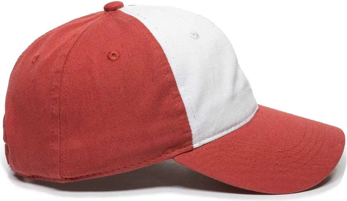 OC Sports GWT-111 Adjustable Strap Garment Wash Cotton Cap - White Nantucket Red Nantucket Red - White Red / 6 7/8’’
