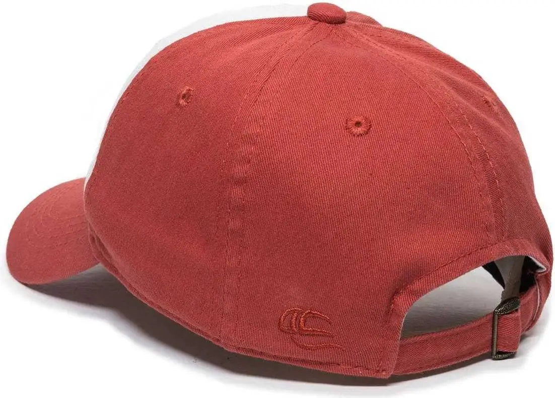OC Sports GWT-111 Adjustable Strap Garment Wash Cotton Cap - White Nantucket Red Nantucket Red - White Red / 6 7/8’’